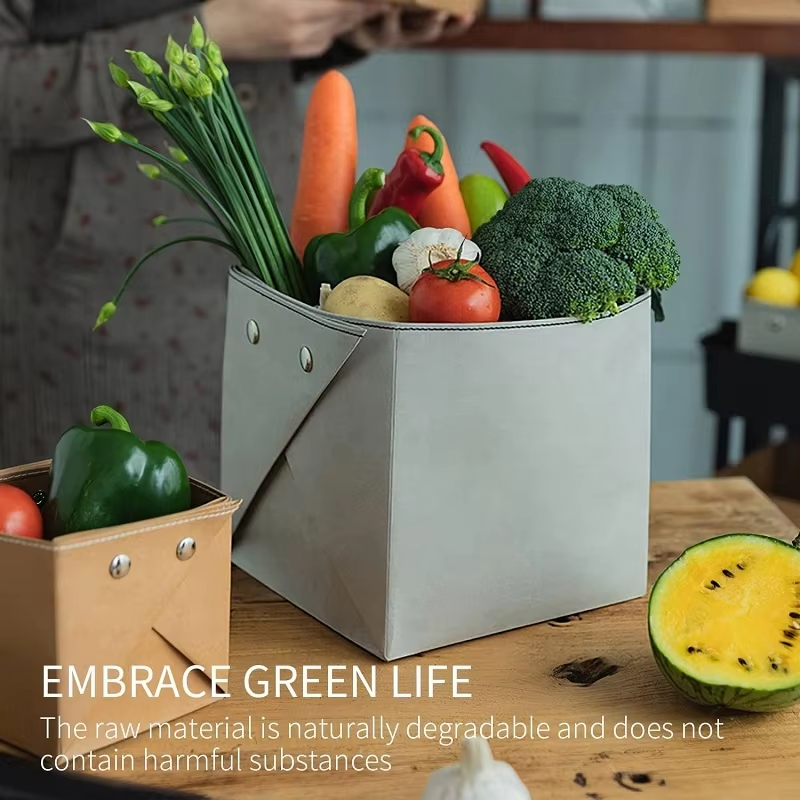 Washable Kraft Paper Bag Office Desktop Waterproof Storage Box 