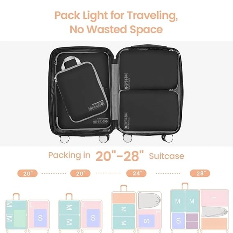 Compression Packing Cubes Travel Bags Luggage Organizers Storage Cubes