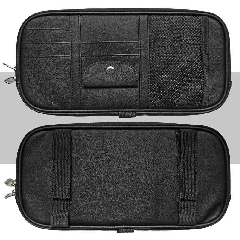 Car Sun Visor Organizer,Multi-Pocket Visor Storage Pouch with Zippers
