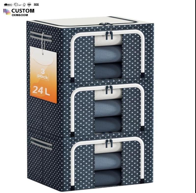 Heavy Duty Stackable Wardrobe Toy Cloth Organizer Storage Boxes Bins