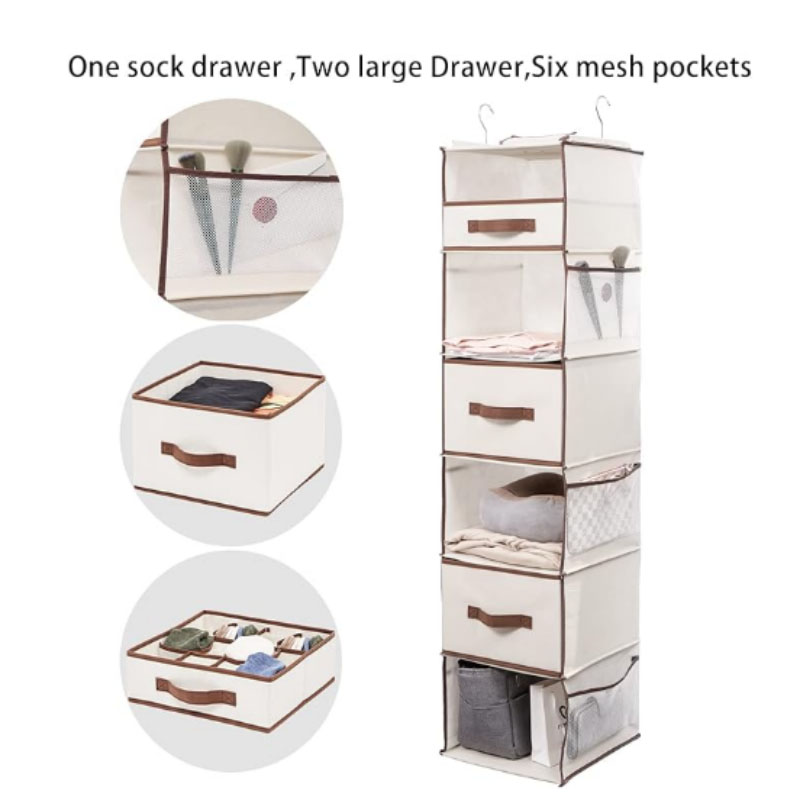 Clothing Shoe Hanging Shelves Hanging Closet Organizer with Drawers