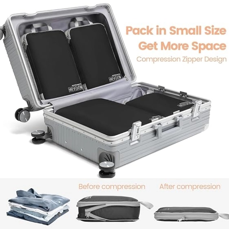 Compression Packing Cubes Travel Bags Luggage Organizers Storage Cubes