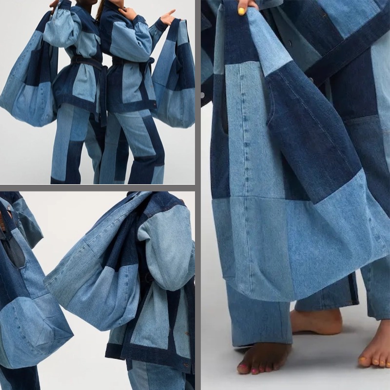 Wholesale Custom Tote Bag Denim Shopping Bags Jeans Casual Style