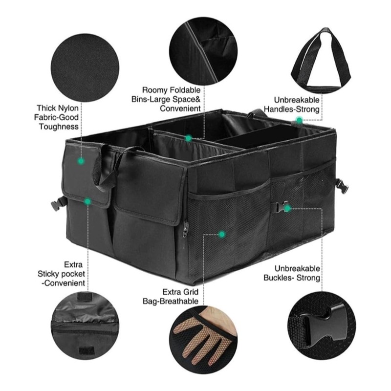 Polyester Car Trunk Organizer Collapsible Storage Box with Big Capacity_复制