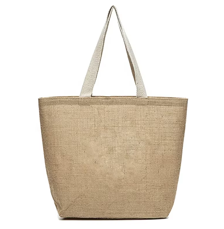 Jute Shopping Bag Reusable Plain Burlap Grocery Beach Bag