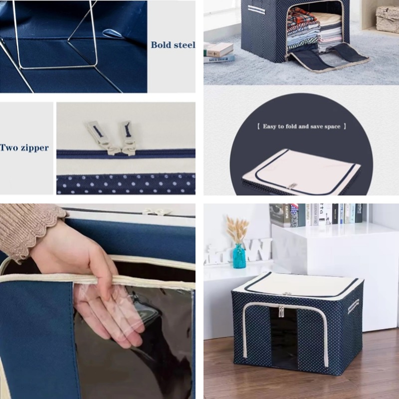 Large Steel Frame Storage Boxes,Foldable Oxford Fabric with Clear Window