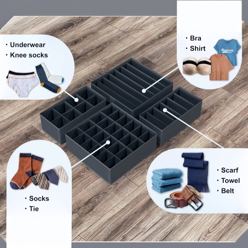 4-Pack Drawer Organizer Set,Foldable Non-Woven Storage Boxes for Underwear