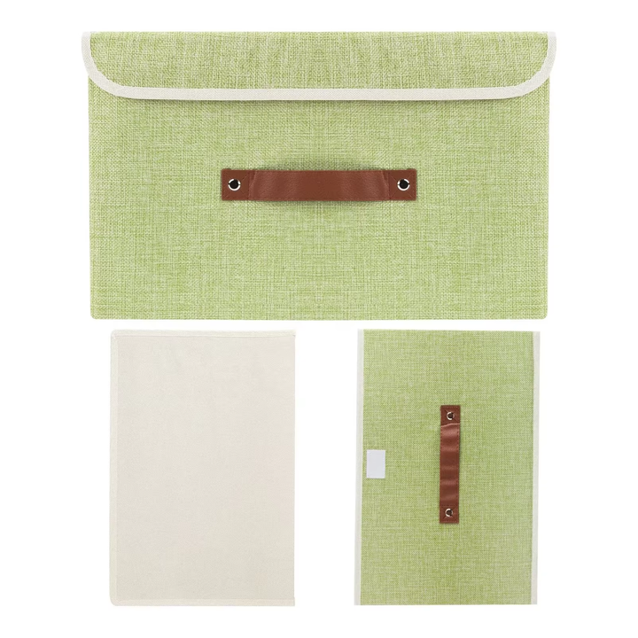 3 Pack Green Foldable Storage Box with Lid for Clothing Clothes Bedroom