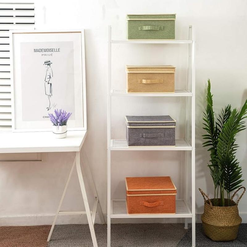 Stackable Linen Fabric Clothes Toys Organization Storage Bins