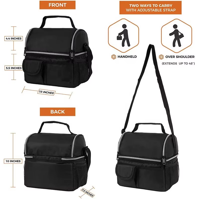 Soft Leakproof Double Layer Box Tote Insulated Cooler Bag Lunch Bag
