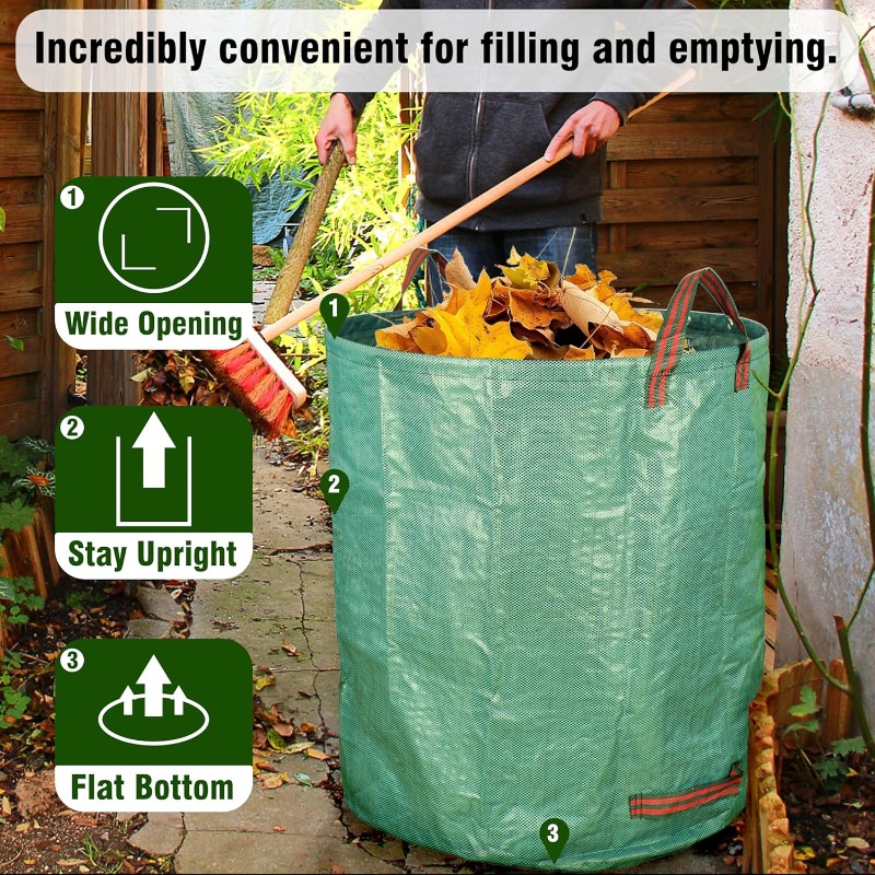 Heavy Duty Reusable Collapsible Garden Bags Stand-Up Yard Waste Bin