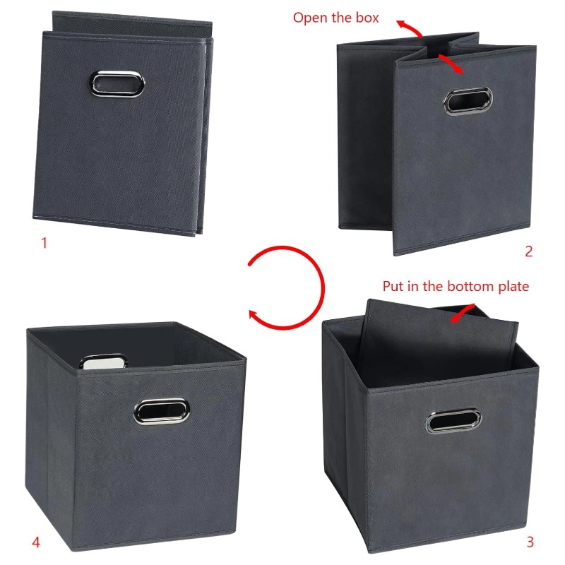 Storage Boxes Non-woven Fabric Cube Organizer Foldable with Metal Handle