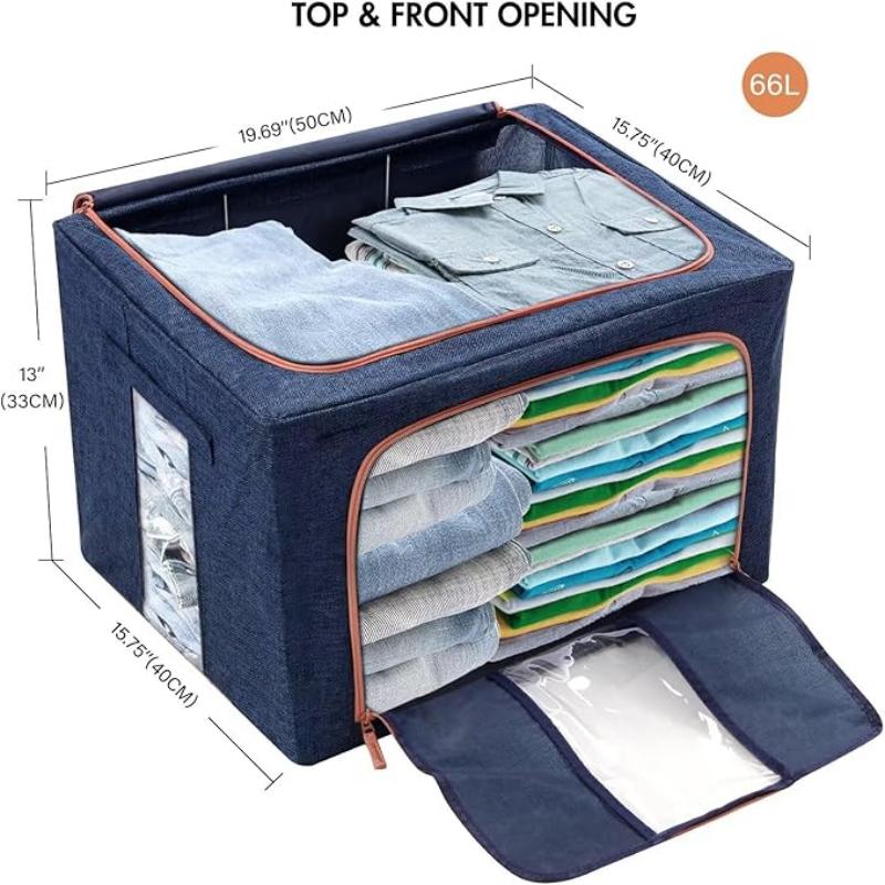 Stackable Clothes Storage Organizer Bag Steel Frame Storage Box