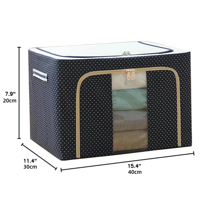 Large Steel Frame Storage Boxes,Foldable Oxford Fabric with Clear Window