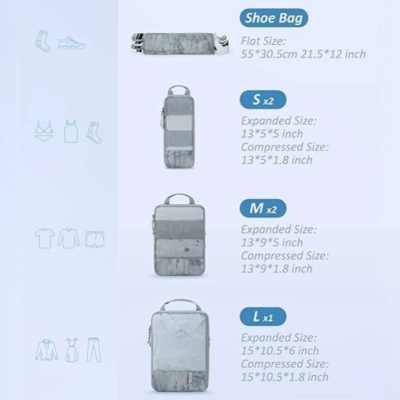 6 Set Compression Packing Storage Bags,Travel Essentials,Luggage bag