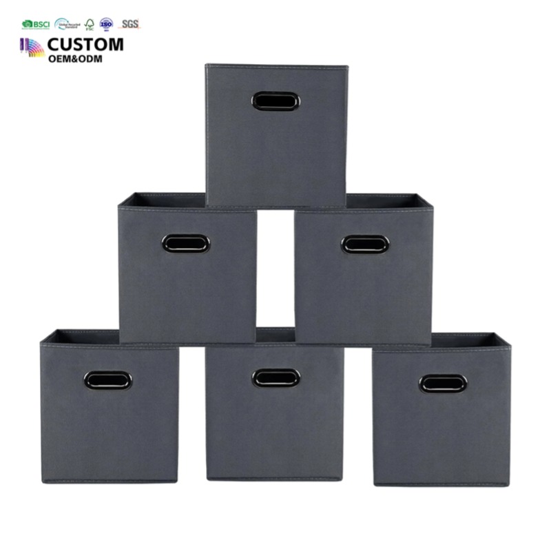 Storage Boxes Non-woven Fabric Cube Organizer Foldable with Metal Handle