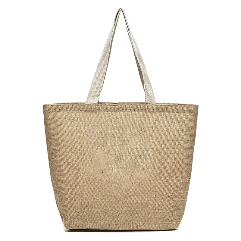 Jute Shopping Bag Reusable Plain Burlap Grocery Beach Bag