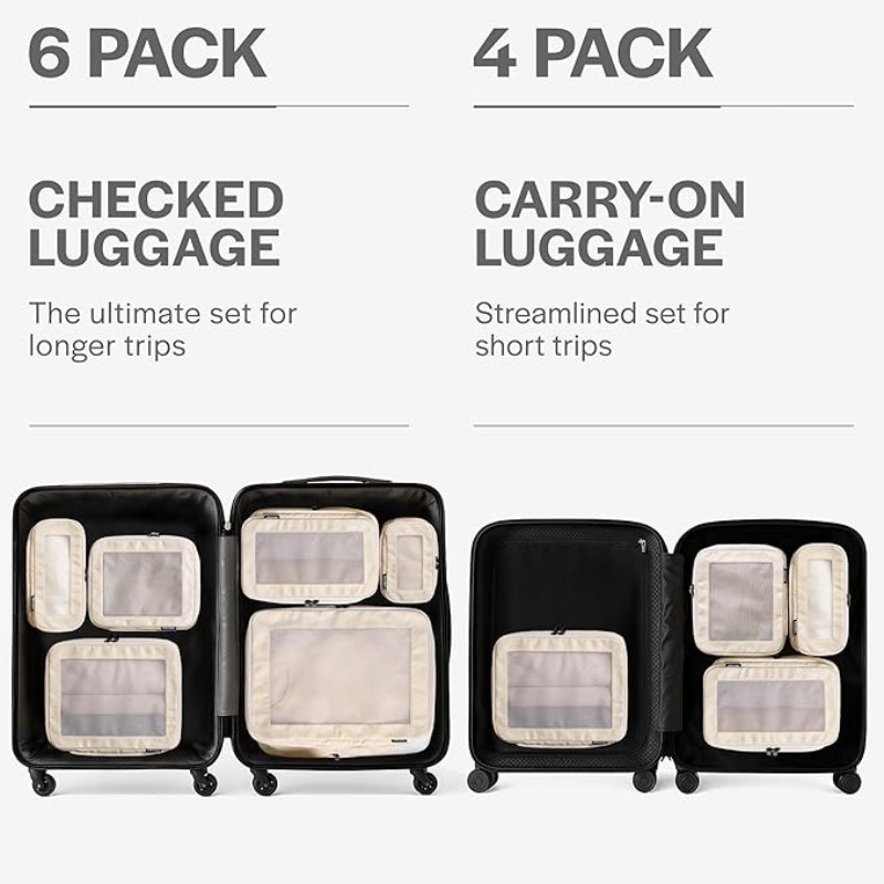 6 Pack Set Compressible Packing Cube for Travel,luggage Storage Bags