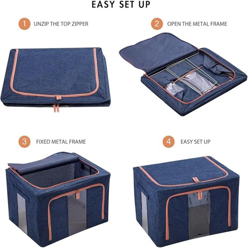 Stackable Clothes Storage Organizer Bag Steel Frame Storage Box