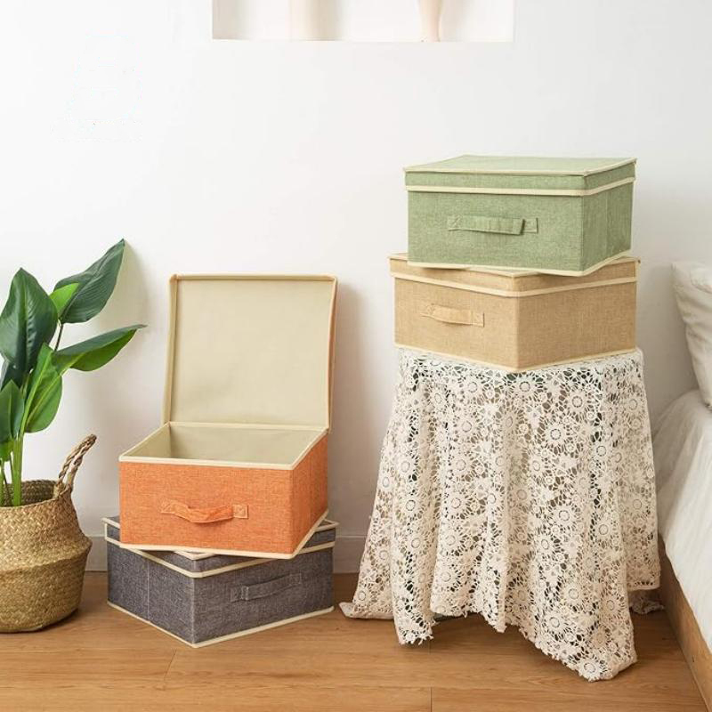 Stackable Linen Fabric Clothes Toys Organization Storage Bins
