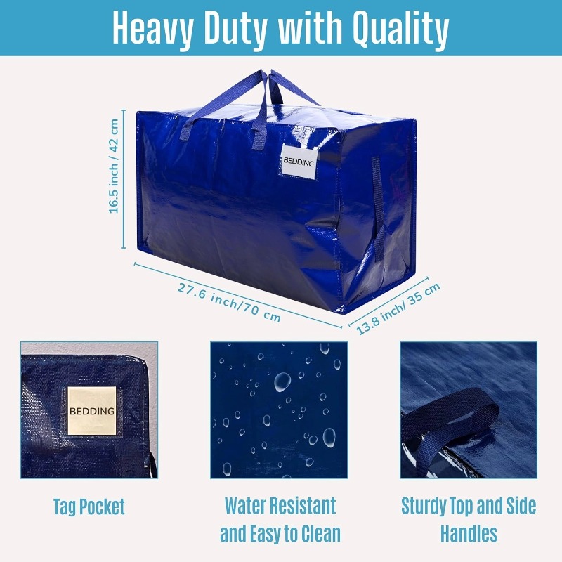 Storage Bags, Heavy Duty Moving Bags with Zipper and Side Handle