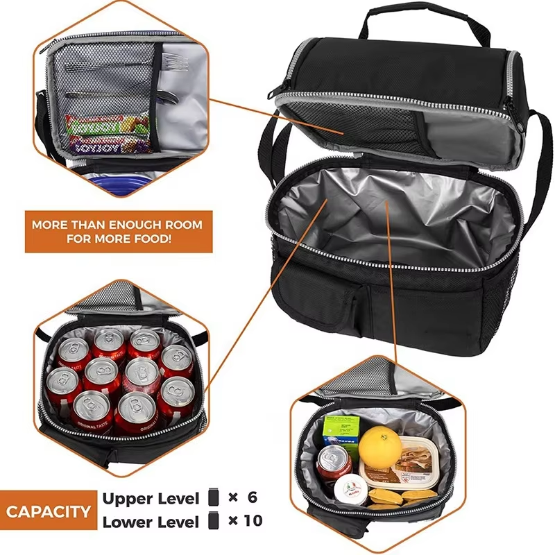 Soft Leakproof Double Layer Box Tote Insulated Cooler Bag Lunch Bag