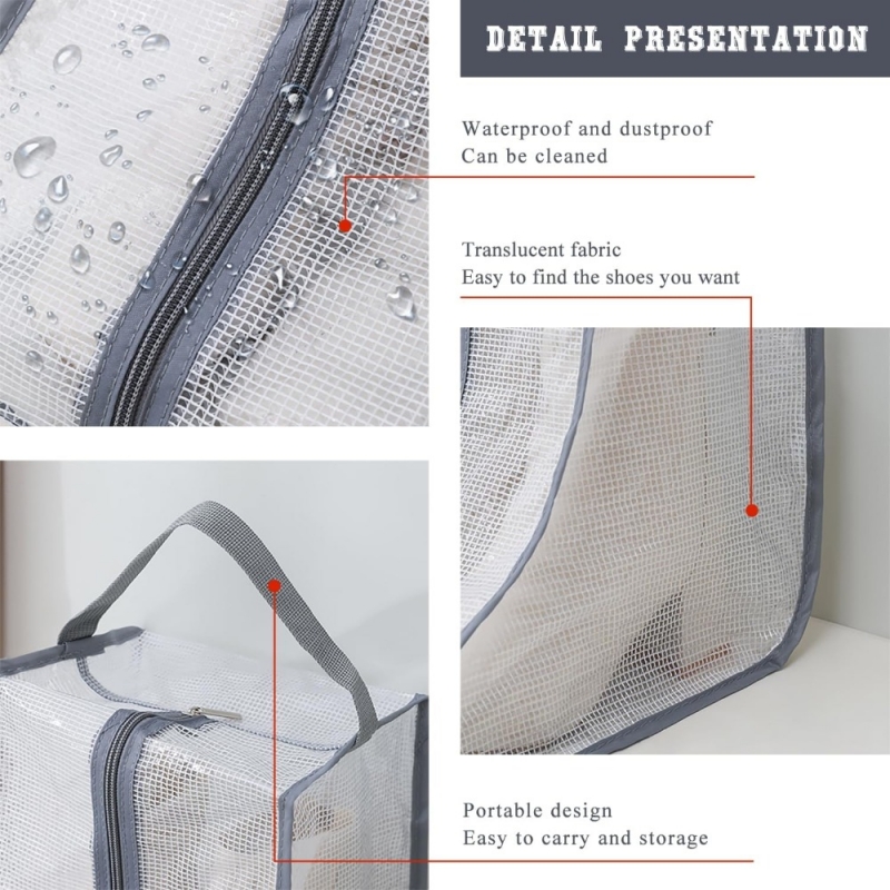Clear Stackable Storage Shoe Bags Dust Waterproof  for Luggage Packing