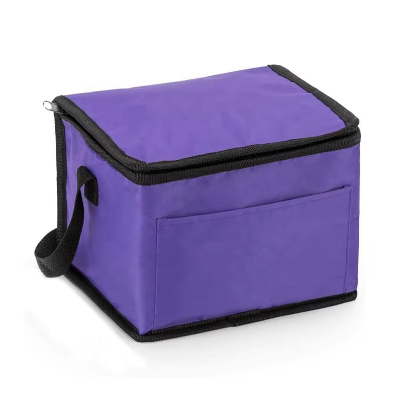Small Polyester Aluminum Foil Insulated Lunch Box Tote Cooler Bag