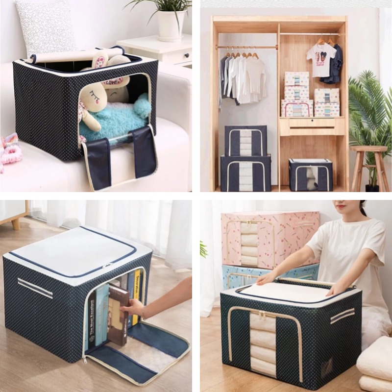 Large Steel Frame Storage Boxes,Foldable Oxford Fabric with Clear Window