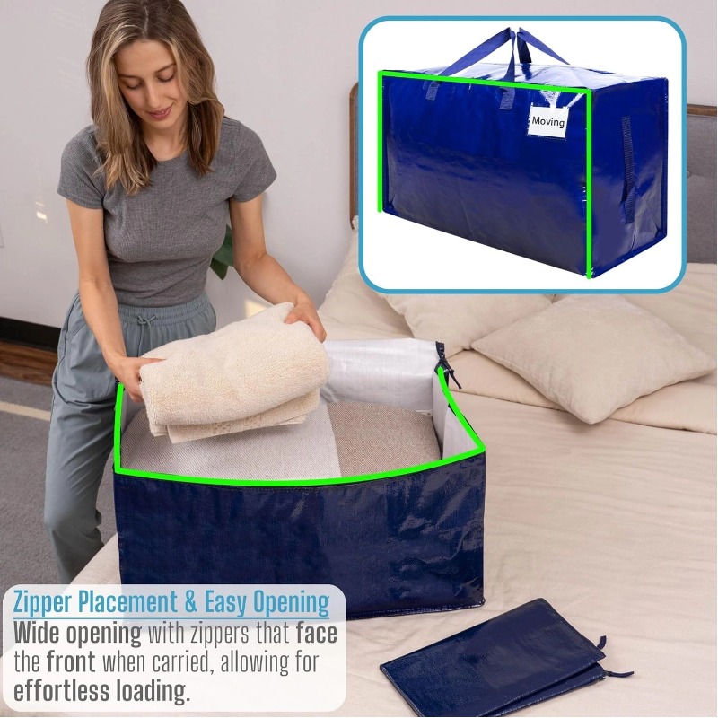 Storage Bags, Heavy Duty Moving Bags with Zipper and Side Handle