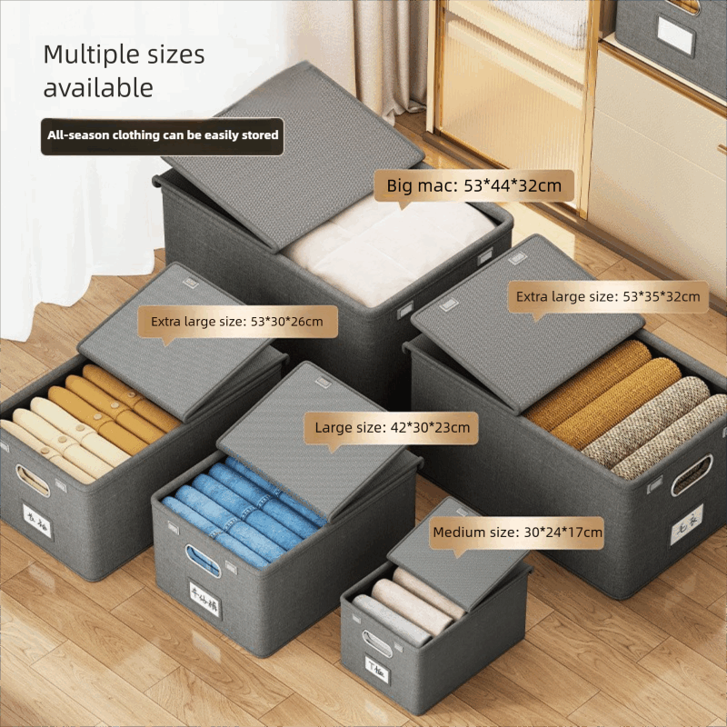 Wardrobe Clothes Storage Boxes Organizer Basket With Flip-top Lip