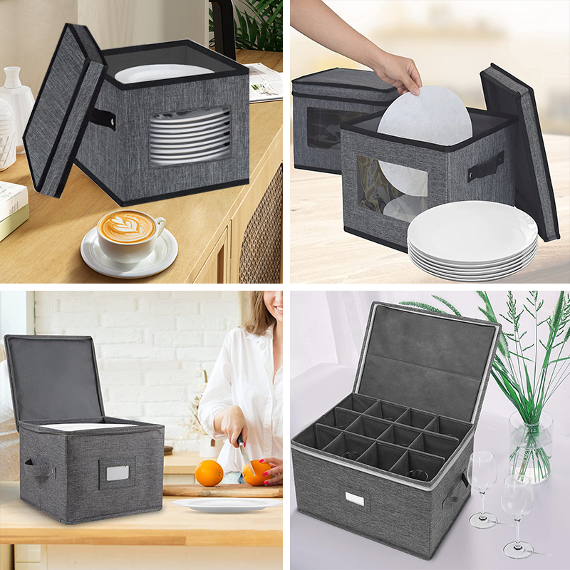 Platter Storage Container for Protecting Cups Round Plate Moving Box
