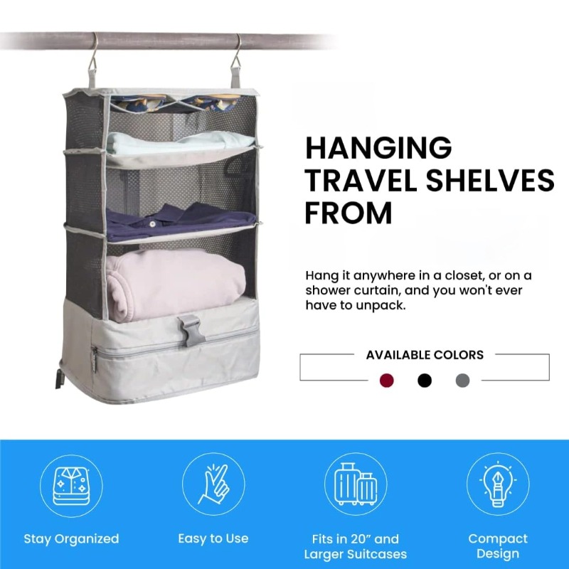 Portable Expandable Hanging Shelves, Packing Organizer,Carry on Closet