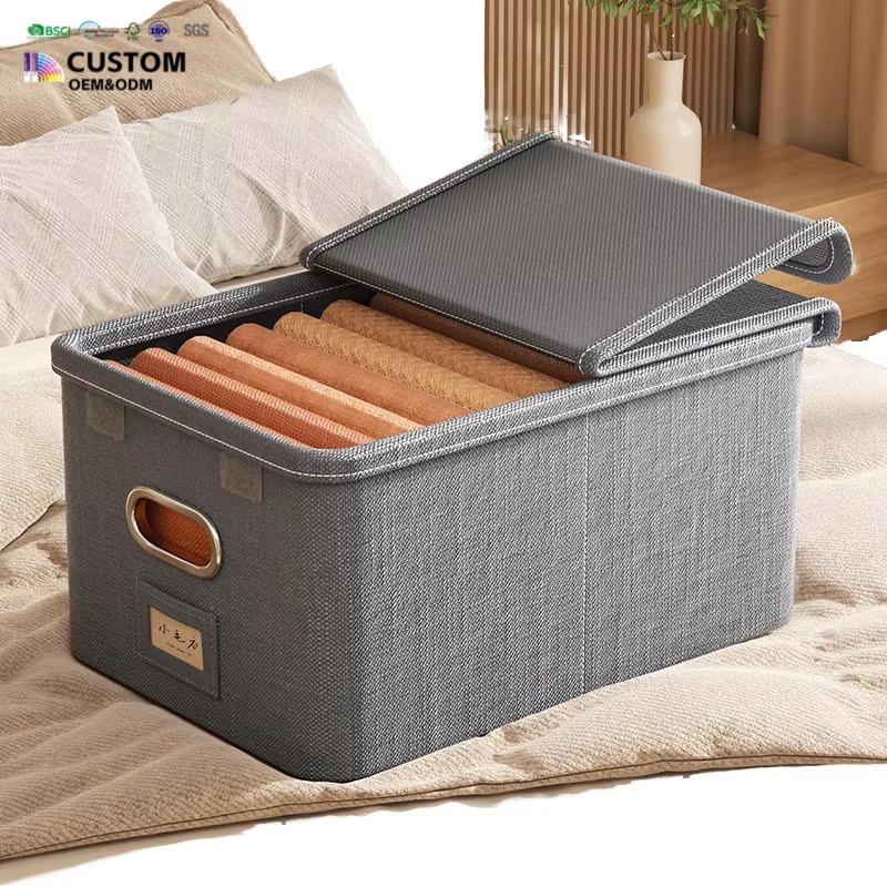 Wardrobe Clothes Storage Boxes Organizer Basket With Flip-top Lip