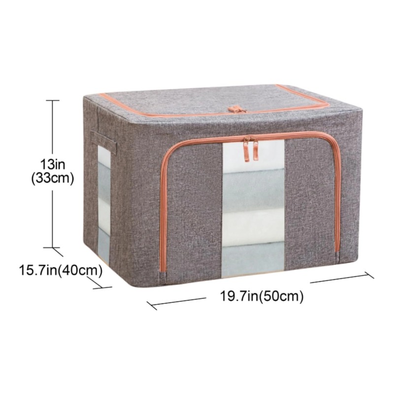 Metal Frame Clothes Storage Boxes Foldable Organizer with Clear Window