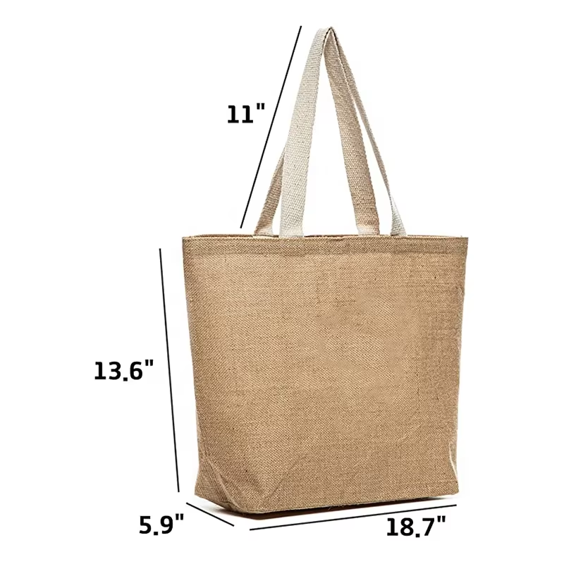 Jute Shopping Bag Reusable Plain Burlap Grocery Beach Bag