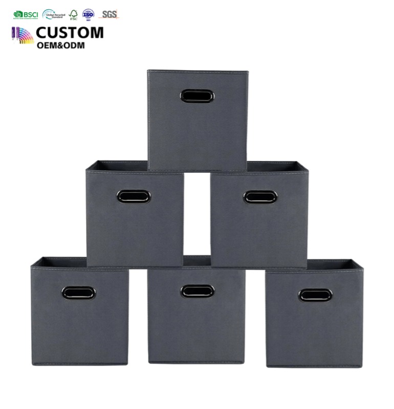 Storage Boxes Non-woven Fabric Cube Organizer Foldable with Metal Handle