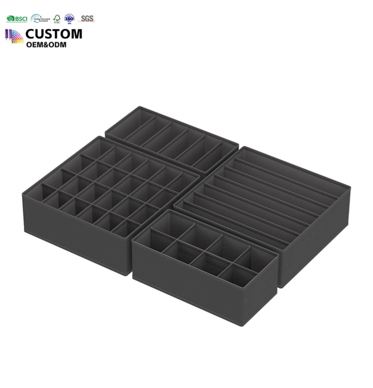 4-Pack Drawer Organizer Set,Foldable Non-Woven Storage Boxes for Underwear
