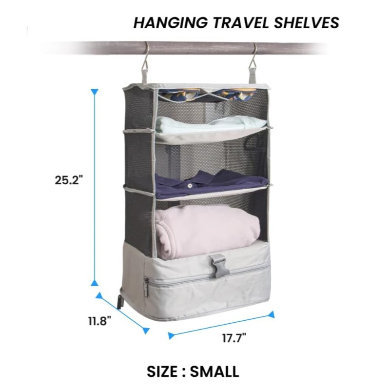 Portable Expandable Hanging Shelves, Packing Organizer,Carry on Closet