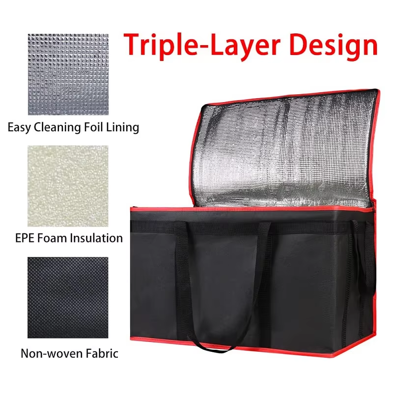 Large Insulated Cooler  Lunch Bag Delivery Bag for Cold Warm Food