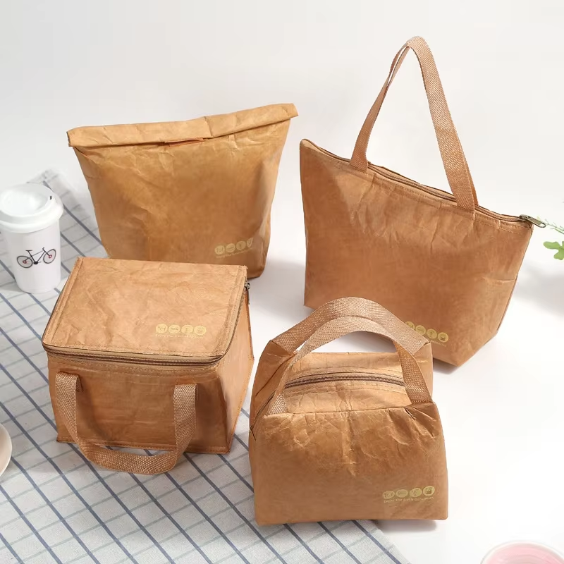 Tyvek Lunch Bag Insulated Cooler Bag Paper Tote Bags for Picnic School