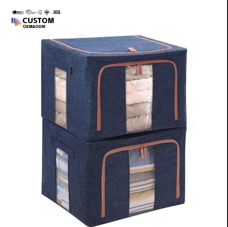 Stackable Clothes Storage Organizer Bag Steel Frame Storage Box 