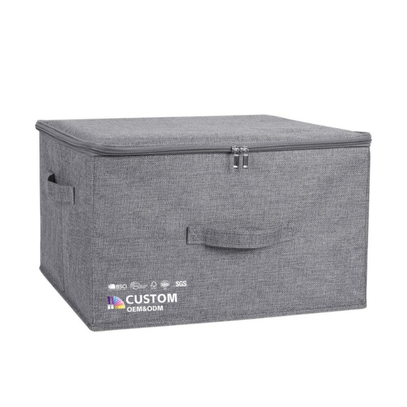 Fabric Folding Washable Zipper Lid Clothes Storage Boxes for Wardrobe