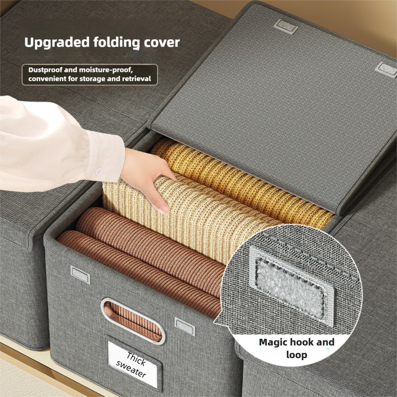 Wardrobe Clothes Storage Boxes Organizer Basket With Flip-top Lip