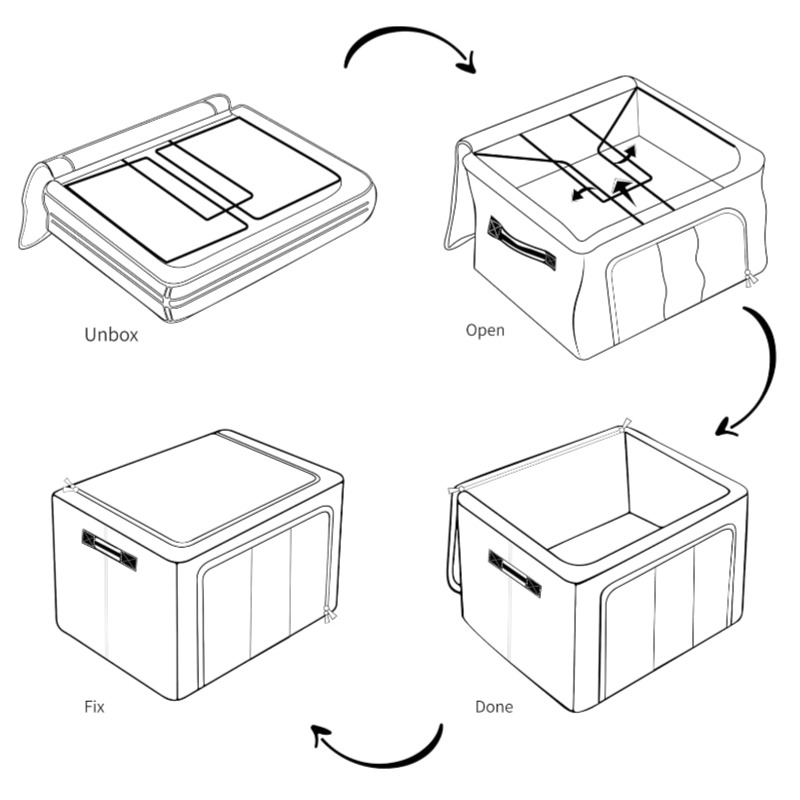 Large Steel Frame Storage Boxes,Foldable Oxford Fabric with Clear Window