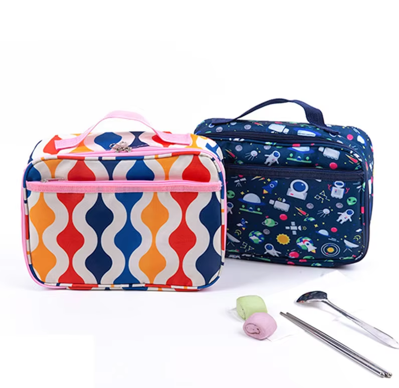 Lunch Bags With Pockets Handle Zipper Bag PEVA Cooler Bags for Kid School