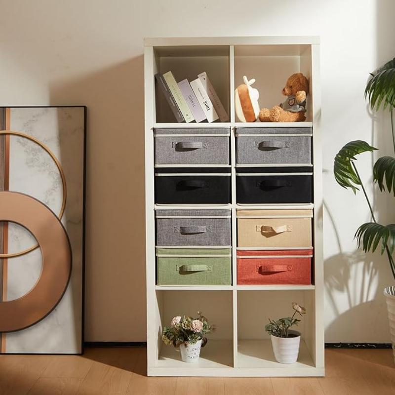 Stackable Linen Fabric Clothes Toys Organization Storage Bins