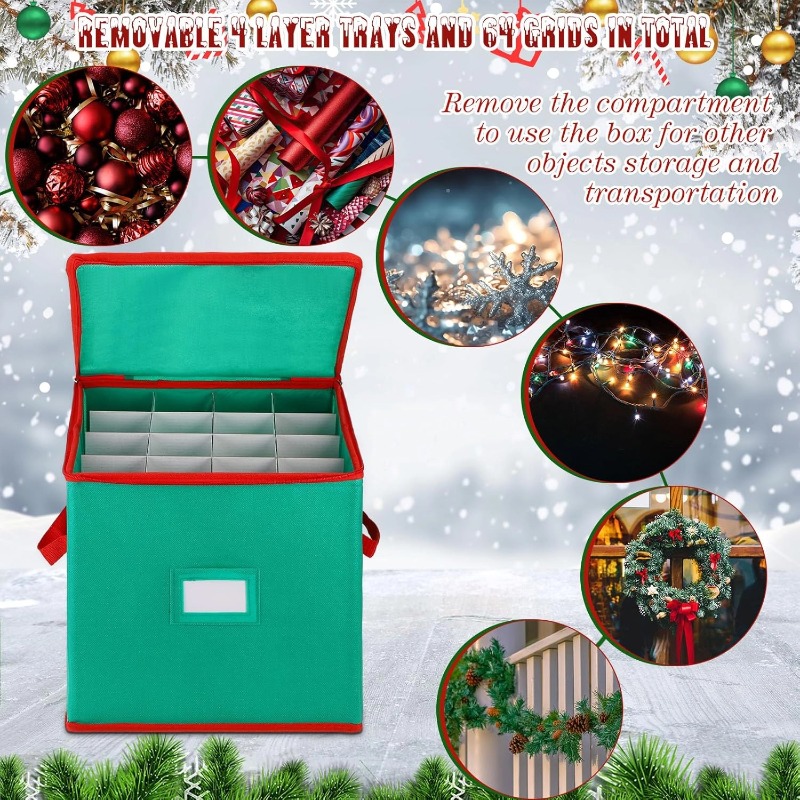 Christmas Decoration Organizer Ornament Balls Stores 64 Holiday Ornament
