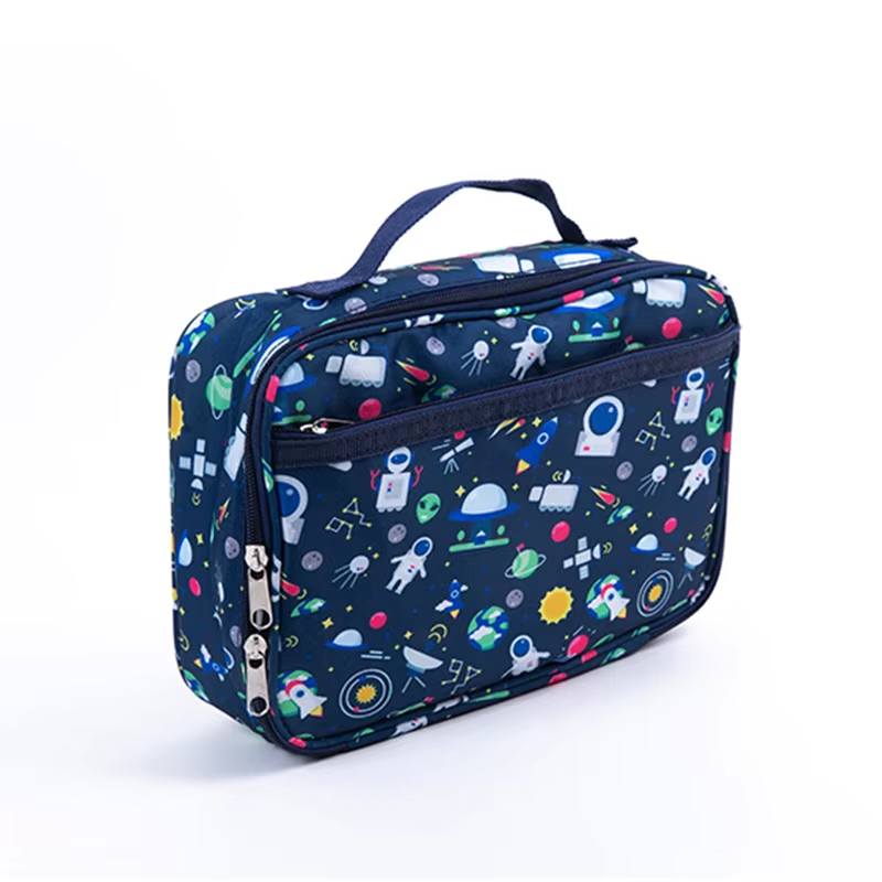 Lunch Bags With Pockets Handle Zipper Bag PEVA Cooler Bags for Kid School