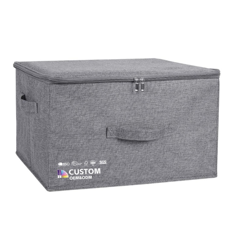 Fabric Folding Washable Zipper Lid Clothes Storage Boxes for Wardrobe